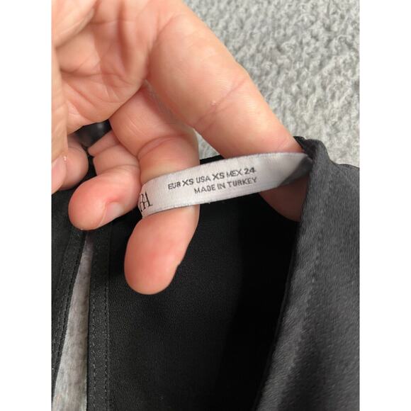 Zara Shirt Womens XS Black Flared Tunic Round Neck Business Casual Lightweight - Picture 8 of 10